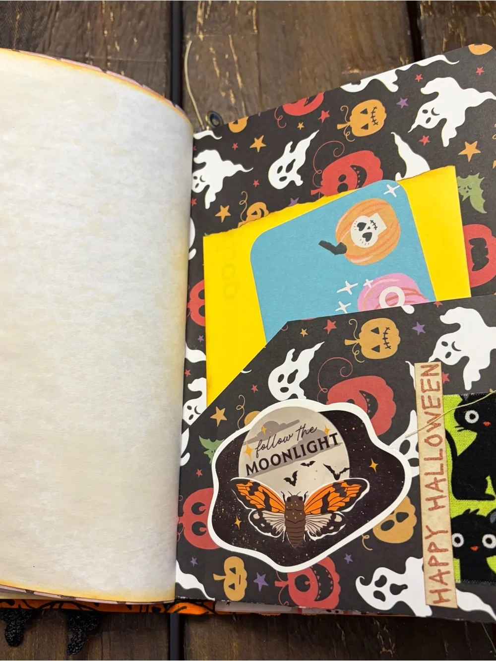 Halloween Junk Journal Vintage Fabric Pumpkins Softcover Decorated 3 Signatures